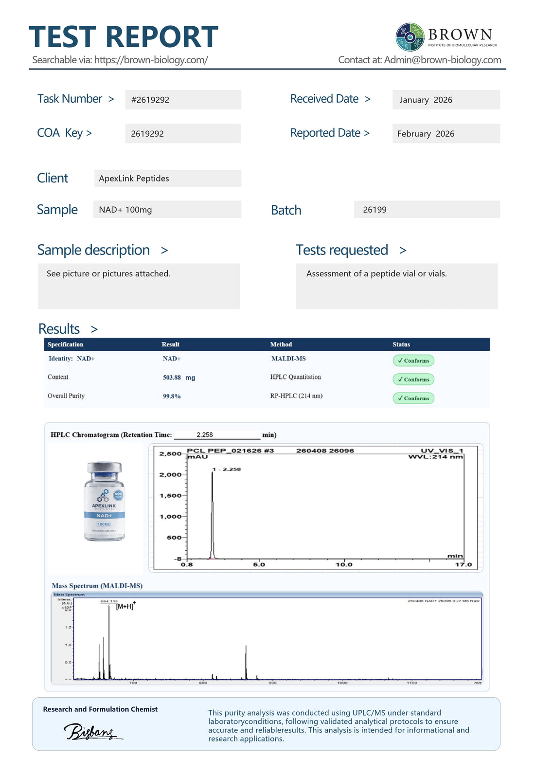 NAD+ 500mg research compound vial high purity laboratory grade ApexLink Peptides