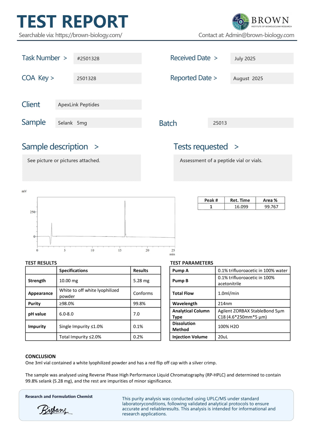 Selank peptide 5mg research vial – high purity lab grade peptide from ApexLink Peptides