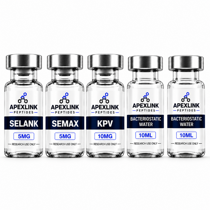 Selank 5MG, Semax 5MG, KPV 10MG and two Bacteriostatic Water 10ML vials