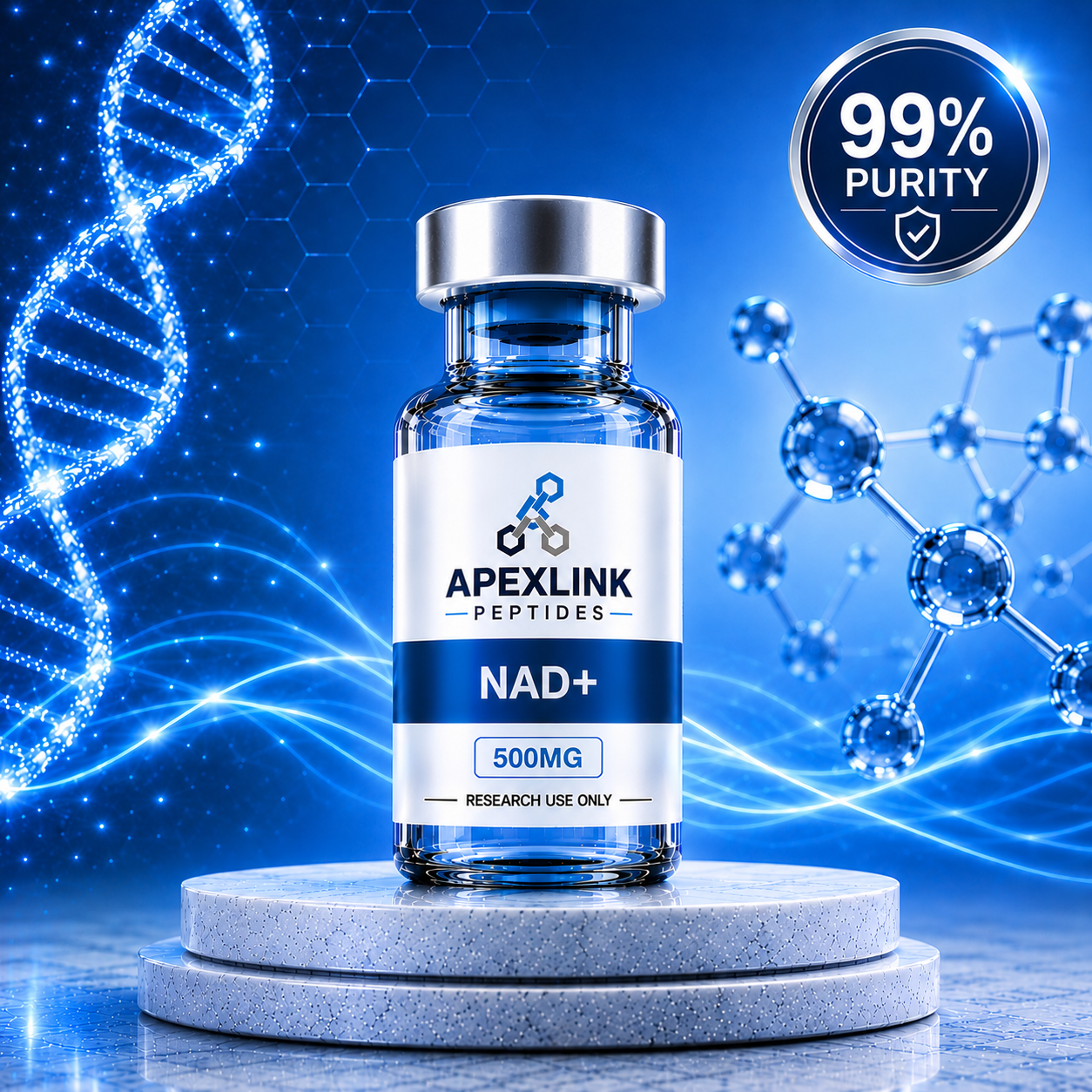NAD+ 500mg research compound vial high purity laboratory grade ApexLink Peptides