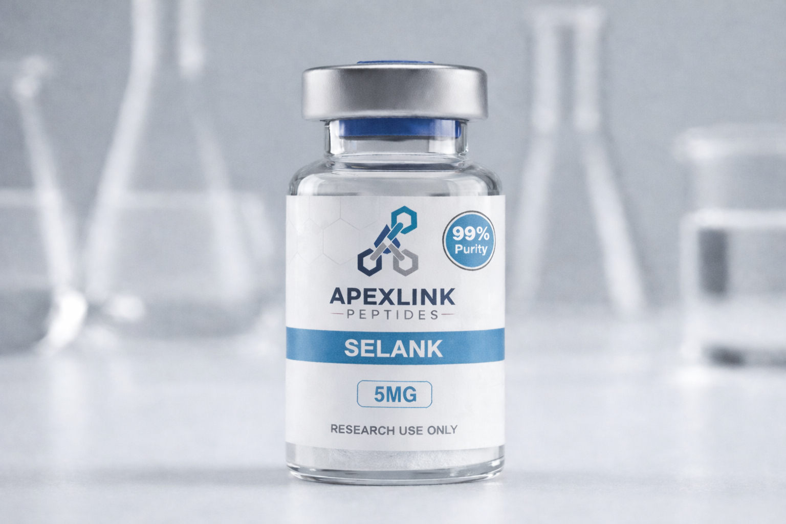 Selank peptide 5mg research vial – high purity lab grade peptide from ApexLink Peptides