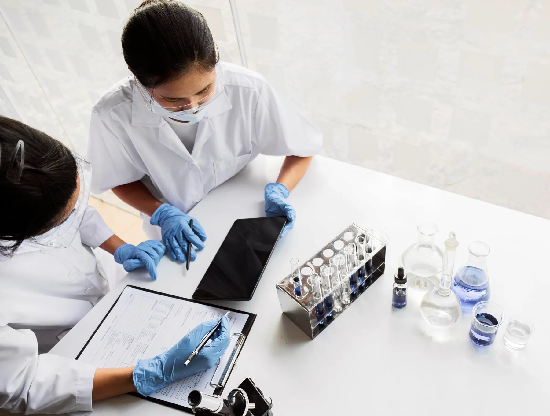 Researchers working in a laboratory